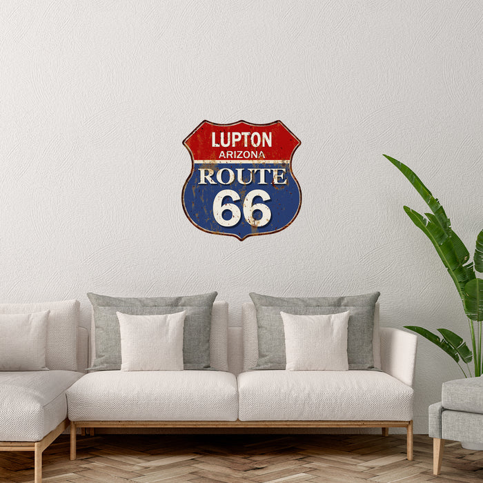 City/State Customized Route 66 Shield Metal Sign Man Cave Red 211110013001