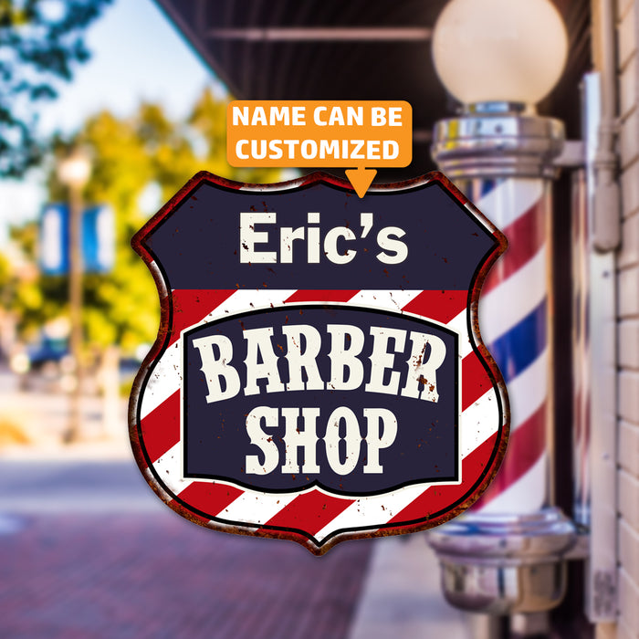 Personalized Barber Shop Shield Metal Sign Hair Gift 211110020001