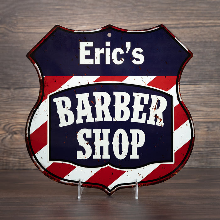 Personalized Barber Shop Shield Metal Sign Hair Gift 211110020001