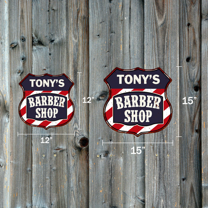 Personalized Barber Shop Shield Metal Sign Hair Gift 211110020001