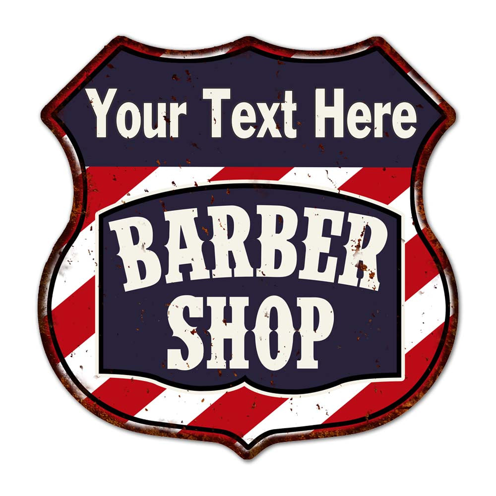 Personalized Barber Shop Shield Metal Sign Hair Gift 211110020001