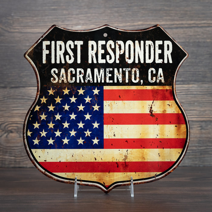 Signs Your City, ST First Responder USA 12x12 Metal Sign Fire Police 211110022001