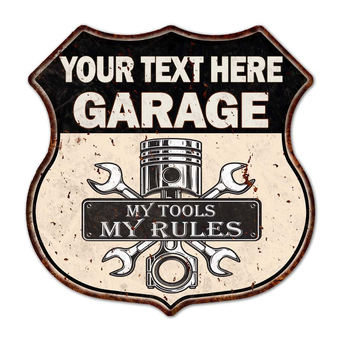 Personalized Garage My Tools My Rules Metal Sign 211110024001