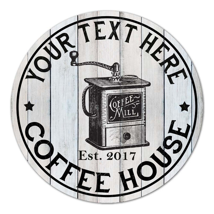 Personalized Coffee House Farmhouse Rustic Style White Wood Sign B3-00140003001
