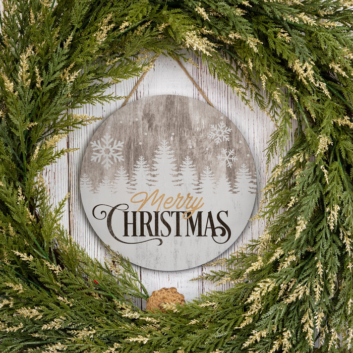 Merry Christmas Sign Grey Snowflakes Door Hanger B3-00140006006