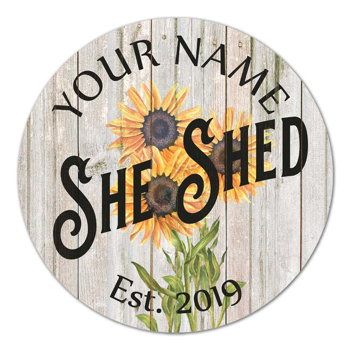 Personalized She Shed Chic Farmhouse Style White Wood Sign Wall Decor Gift B3-00140020001