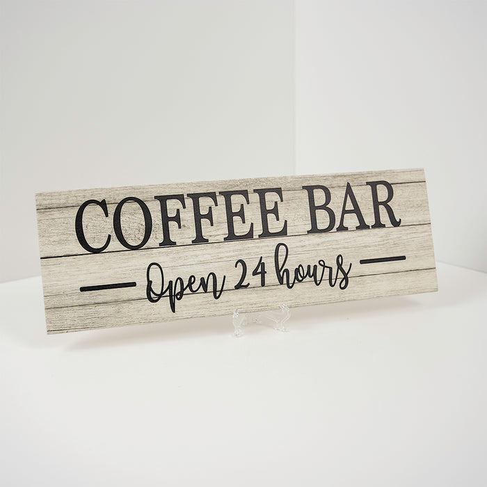 Coffee Bar Open 24 Hrs Chic White Farmhouse Wood Sign Wall Decor Gift B3-06180028178