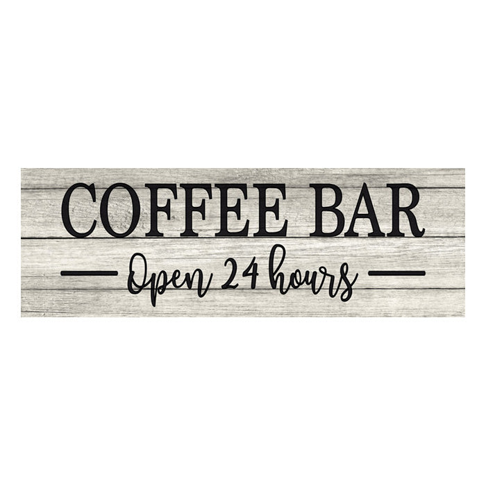 Coffee Bar Open 24 Hrs Chic White Farmhouse Wood Sign Wall DÃƒÂ©cor Gift 6 x 18 Wood Sign B3-06180028178