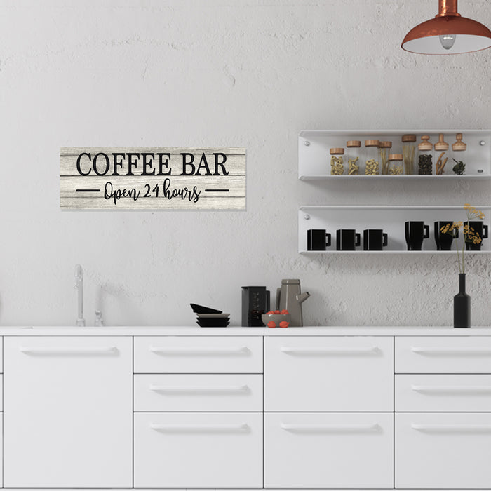 Coffee Bar Open 24 Hrs Chic White Farmhouse Wood Sign Wall Decor Gift B3-06180028178