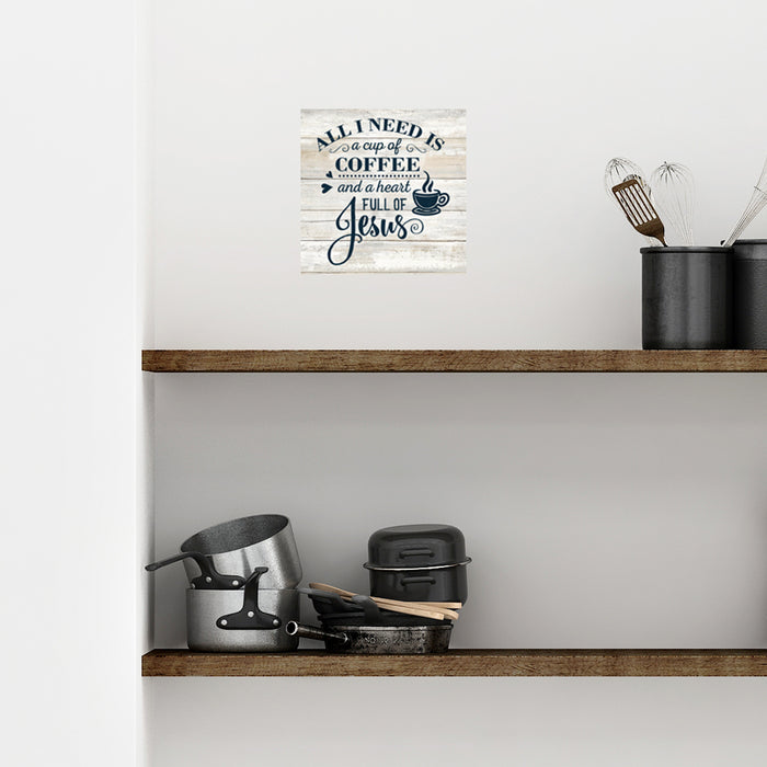 All I need is Coffee & Jesus Inspiration Wood Sign Wall Decor Gift B3-08080062025