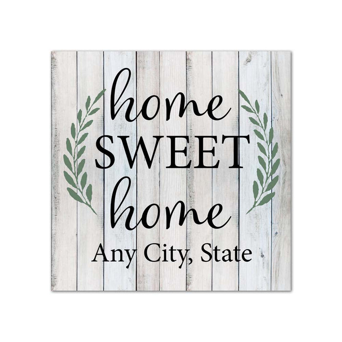 Home Sweet Home Custom Location Farmhouse Style White Wood Sign Wall Decor Gift B3-12120017001