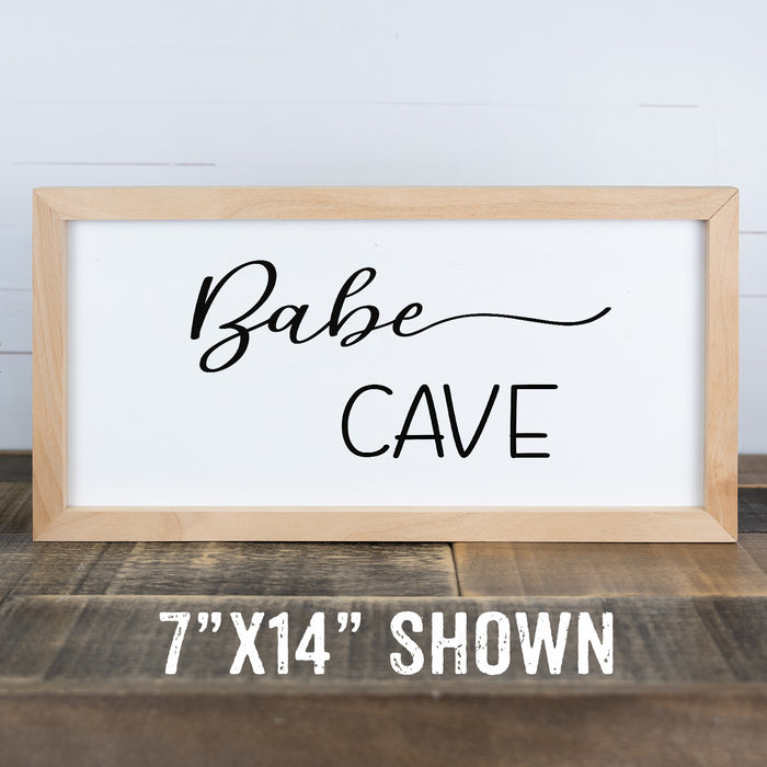 Babe Cave Framed Wood Sign
