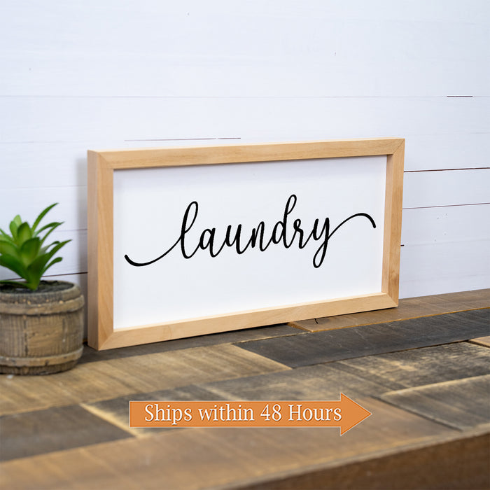 Laundry Sign Framed Wood