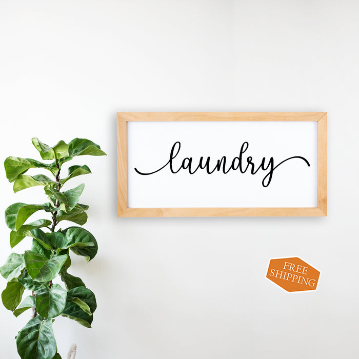 Laundry Sign Framed Wood