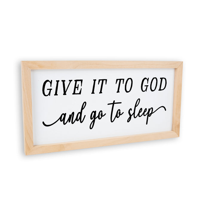 Give It To God Go To Sleep Sign Framed Wood F1-07140001009