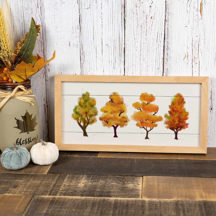 Fall Leaves Color Change Sign Wood Framed Rustic Home Decor Thanksgiving 7x14 F1-07140003003