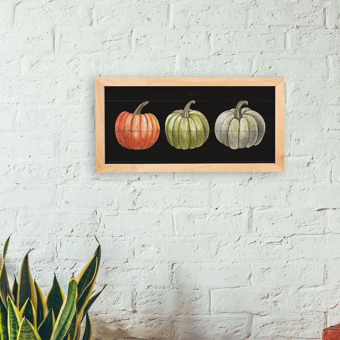 Fall Pumpkins Sign Dark Wood Framed Rustic Home Autumn Decor Thanksgiving Halloween