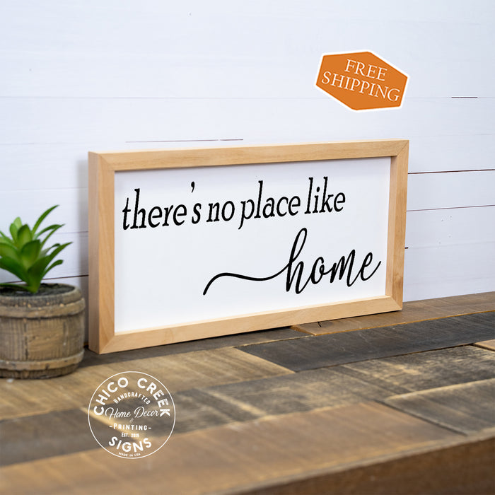 There's No Place Like Home Sign Framed Wood F1-07140001017