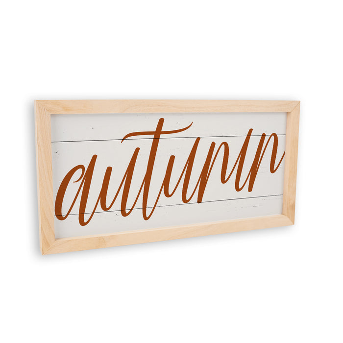 Autumn Sign Wood Framed Rustic Decor Fall Thanksgiving Halloween Chic 7x14 F1-07140003009