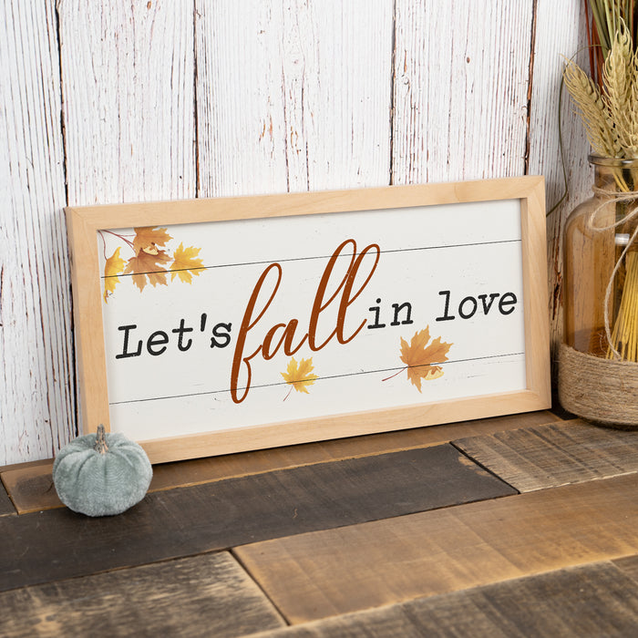 Fall In Love Sign Wood Framed Rustic Decor Autumn Thanksgiving Color Leaves 7x14 F1-07140003010