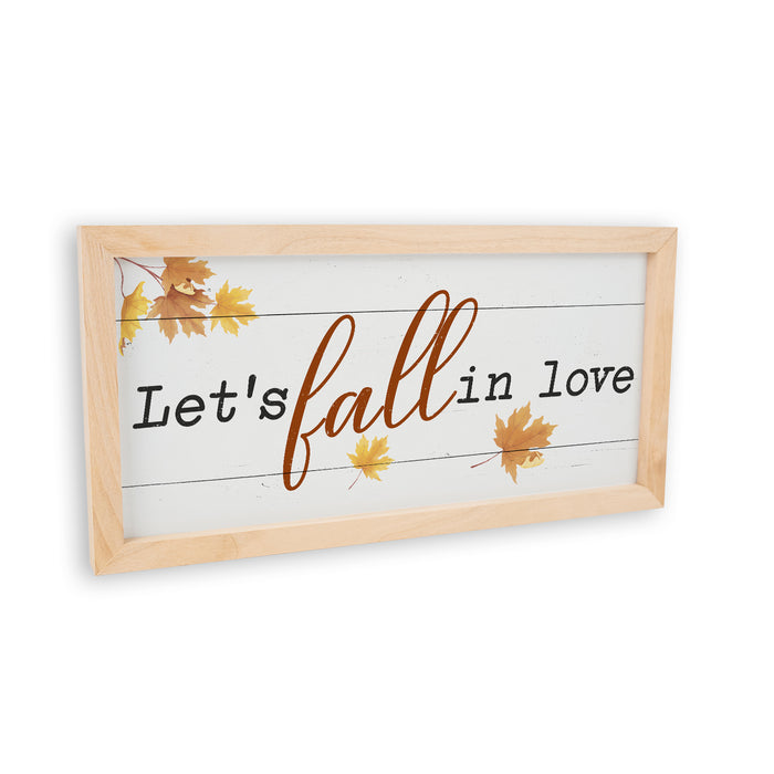 Fall In Love Sign Wood Framed Rustic Decor Autumn Thanksgiving Color Leaves 7x14 F1-07140003010