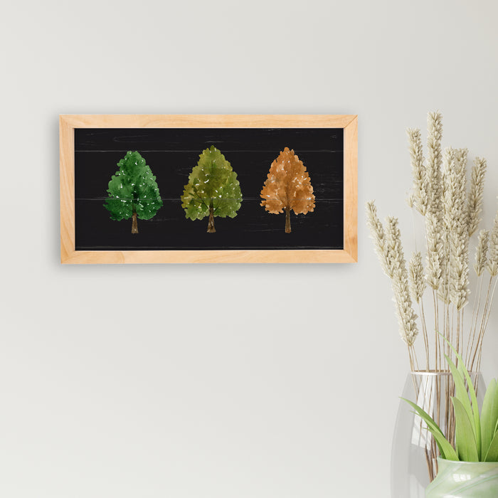 Fall Leaves Tree Color Change Sign Wood Framed Rustic Decor Thanksgiving 7x14 F1-07140003011