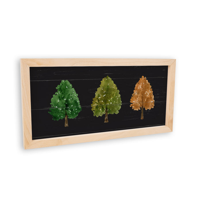 Fall Leaves Tree Color Change Sign Wood Framed Rustic Decor Thanksgiving 7x14 F1-07140003011