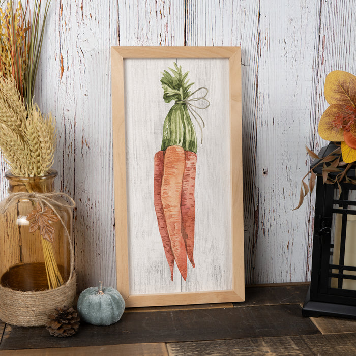 Carrot Garden Sign Wood Framed Home Fall Harvest Decor Farm Vegetable 7x14 F1-07140003017