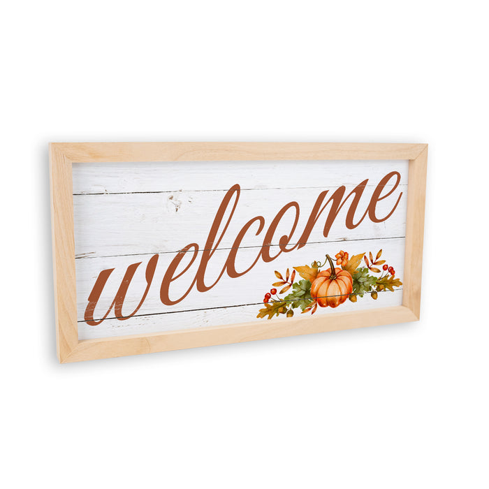 Welcome Fall Rustic Sign Wood Framed Home Door Decor Thanksgiving Autumn 7x14 F1-07140003019
