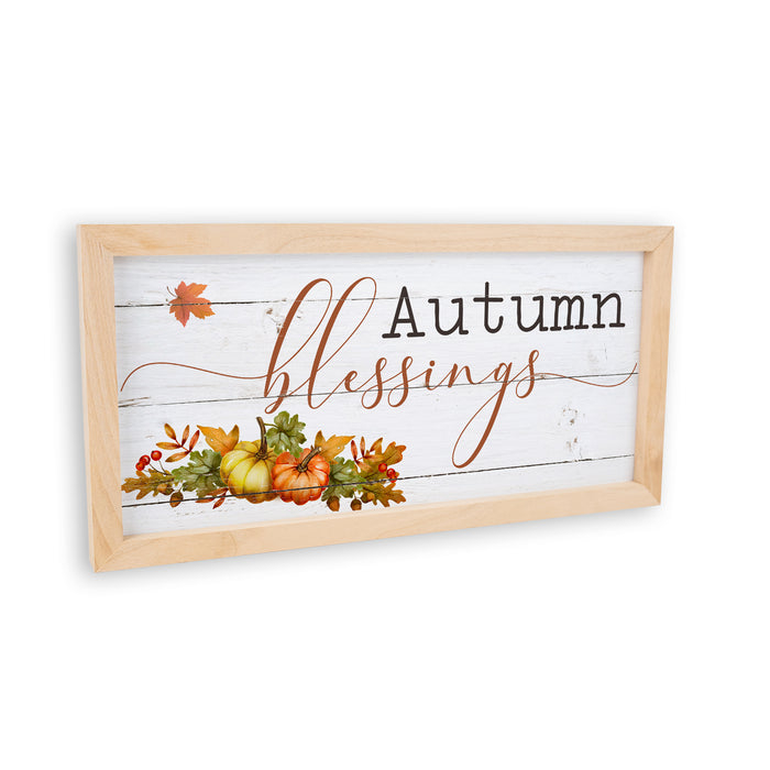 Autumn Blessings Sign Wood Framed Home Shabby Chic Decor September Fall 7x14 F1-07140003021