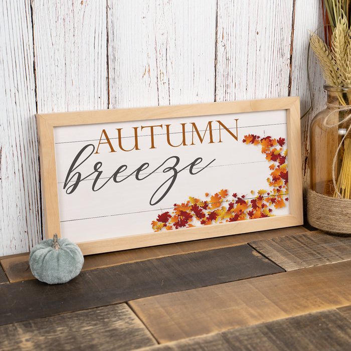 Autumn Breeze Sign Wood Framed Home Shabby Chic Decor Thanksgiving Fall 7x14 F1-07140003022
