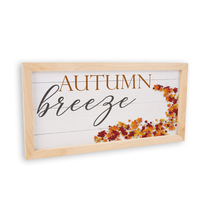 Autumn Breeze Sign Wood Framed Home Shabby Chic Decor Thanksgiving Fall 7x14 F1-07140003022