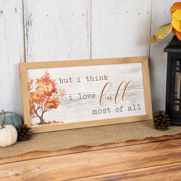 I Love Fall Most of All Sign Wood Framed Home Decor Autumn September Thanksgiving