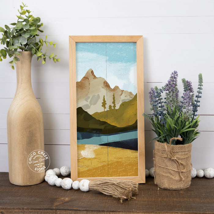 Watercolor Mountains and Blue Sky Wall Art F1-07140005021