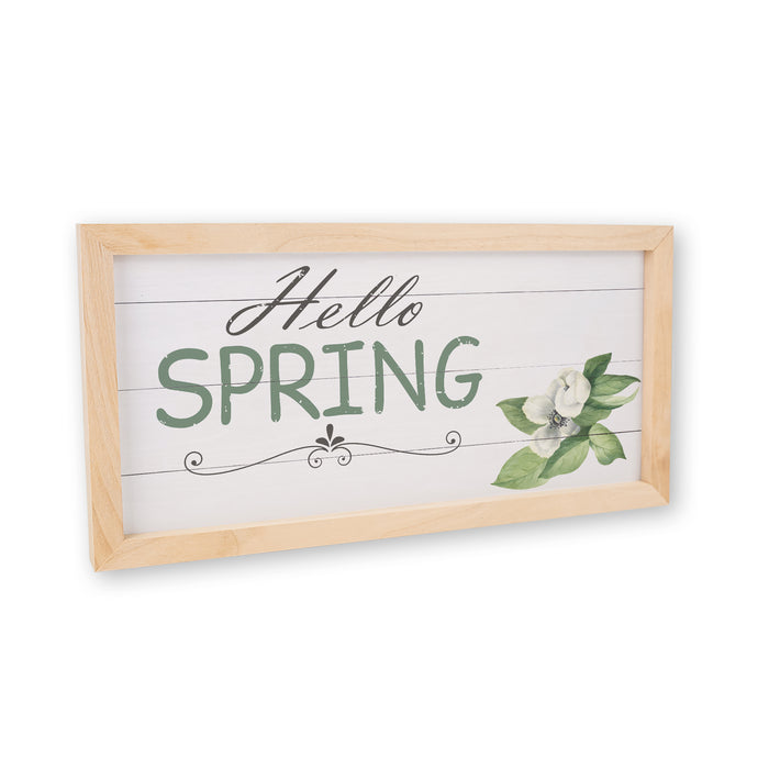 Hello Spring Wood Framed Sign