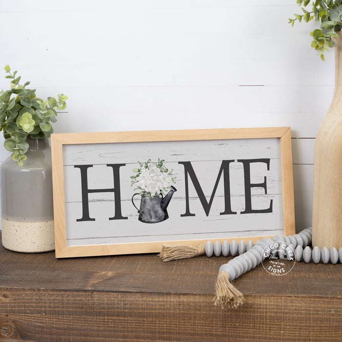 Home Garden Watering Can Wood Framed Sign F1-07140006006
