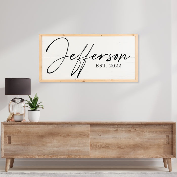 Personalized Framed Last Name Wood Sign Housewarming Gift F1-07140007005