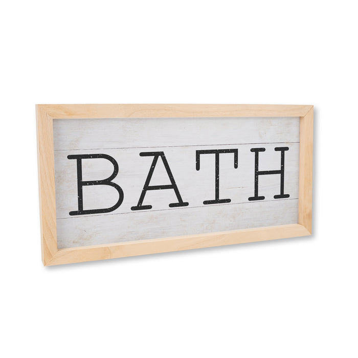 Bath Framed Wood Sign