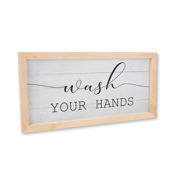 Wash Your Hands Framed Restroom Wood Sign F1-07140009016