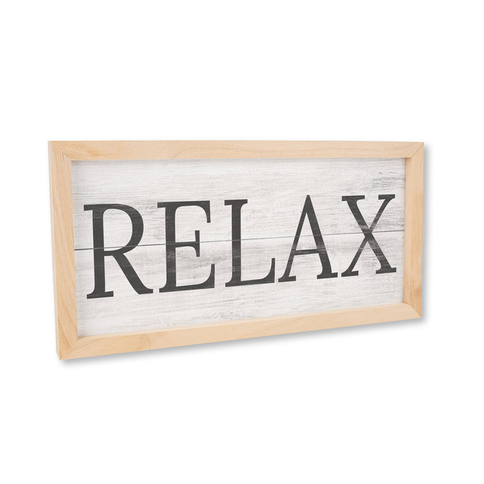 Relax Unwind Framed Wood Wall Art Framed Sign F1-07140009020