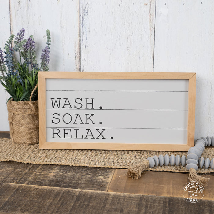 Wash Soak Relax Bath Framed Wood Sign F1-07140009021