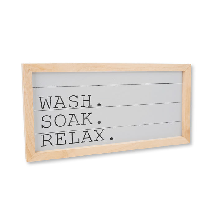 Wash Soak Relax Bath Framed Wood Sign F1-07140009021