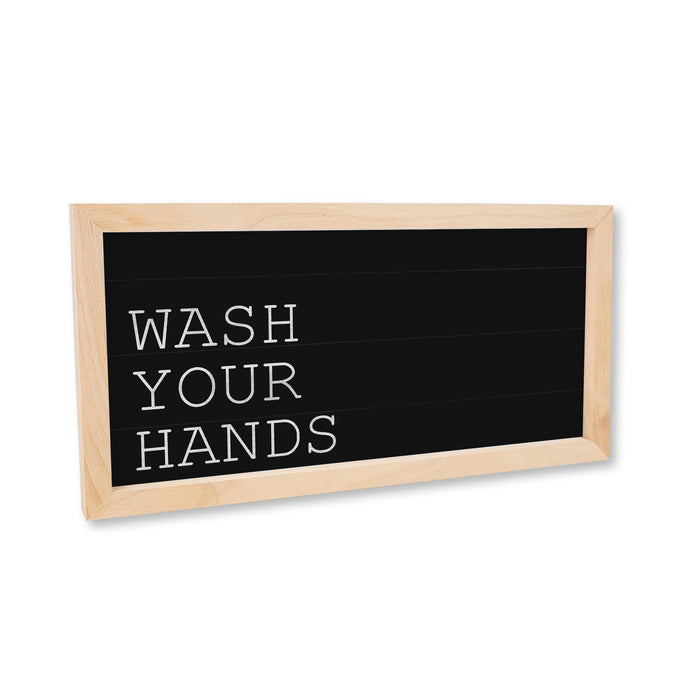 Wash Your Hands Black Framed Restroom Wood Sign F1-07140009022