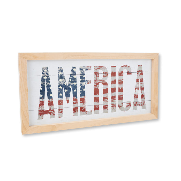 America Wood Framed Sign