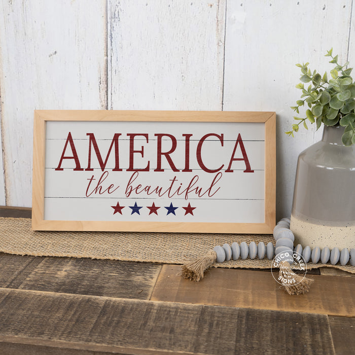 America The Beautiful Wood Framed Sign
