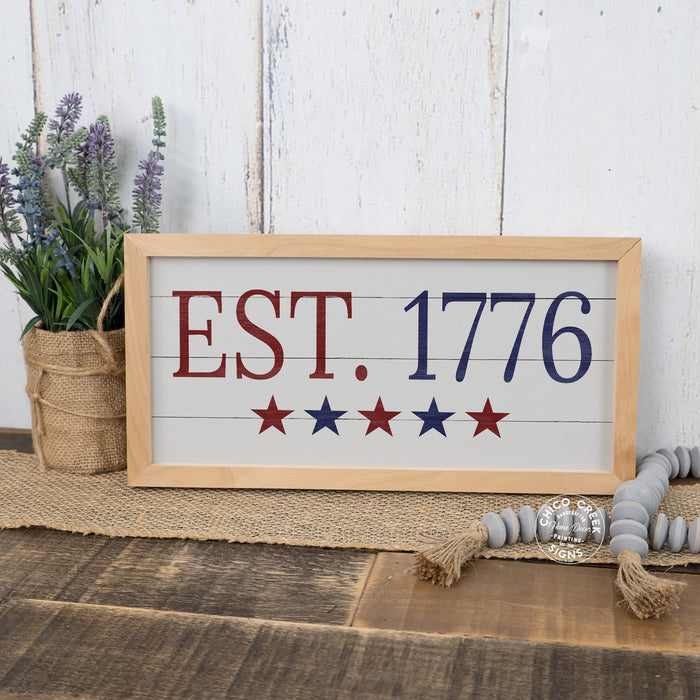 1776 American Independence Wood Framed Sign