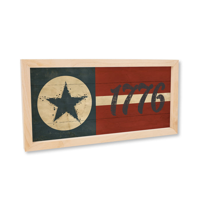 1776 Red White & Blue Wood Framed Sign Flag Patriotic Summer Decor F1-07140010008