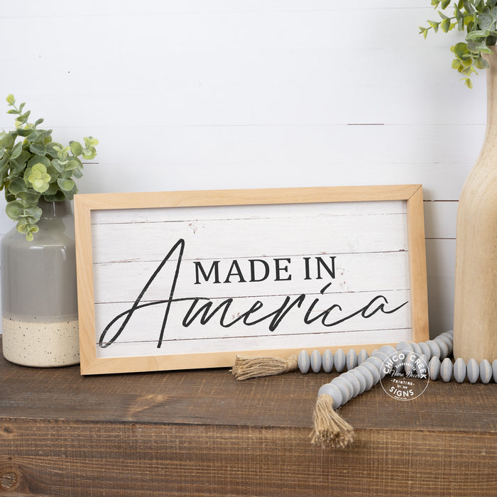 Made In America Wood Framed Sign Flag Patriotic Summer Decor F1-07140010009