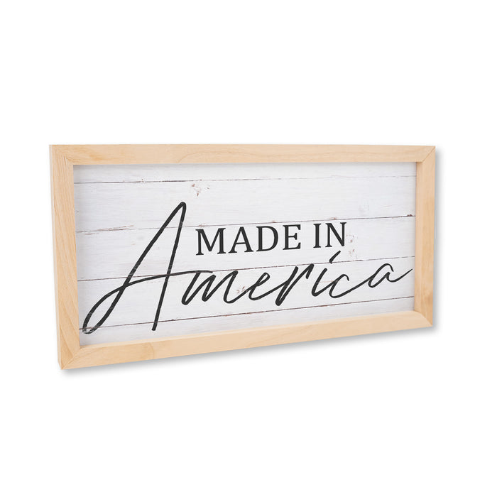Made In America Wood Framed Sign Flag Patriotic Summer Decor F1-07140010009