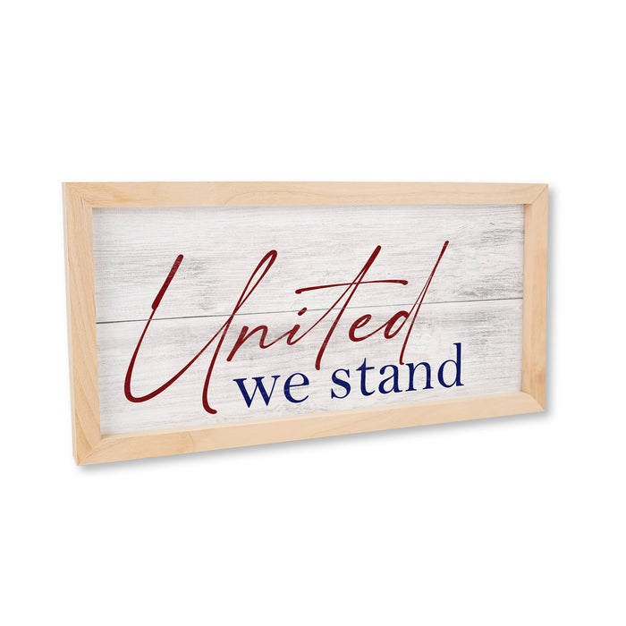United We Stand Wood Framed Sign Flag Patriotic Summer Decor F1-07140010011